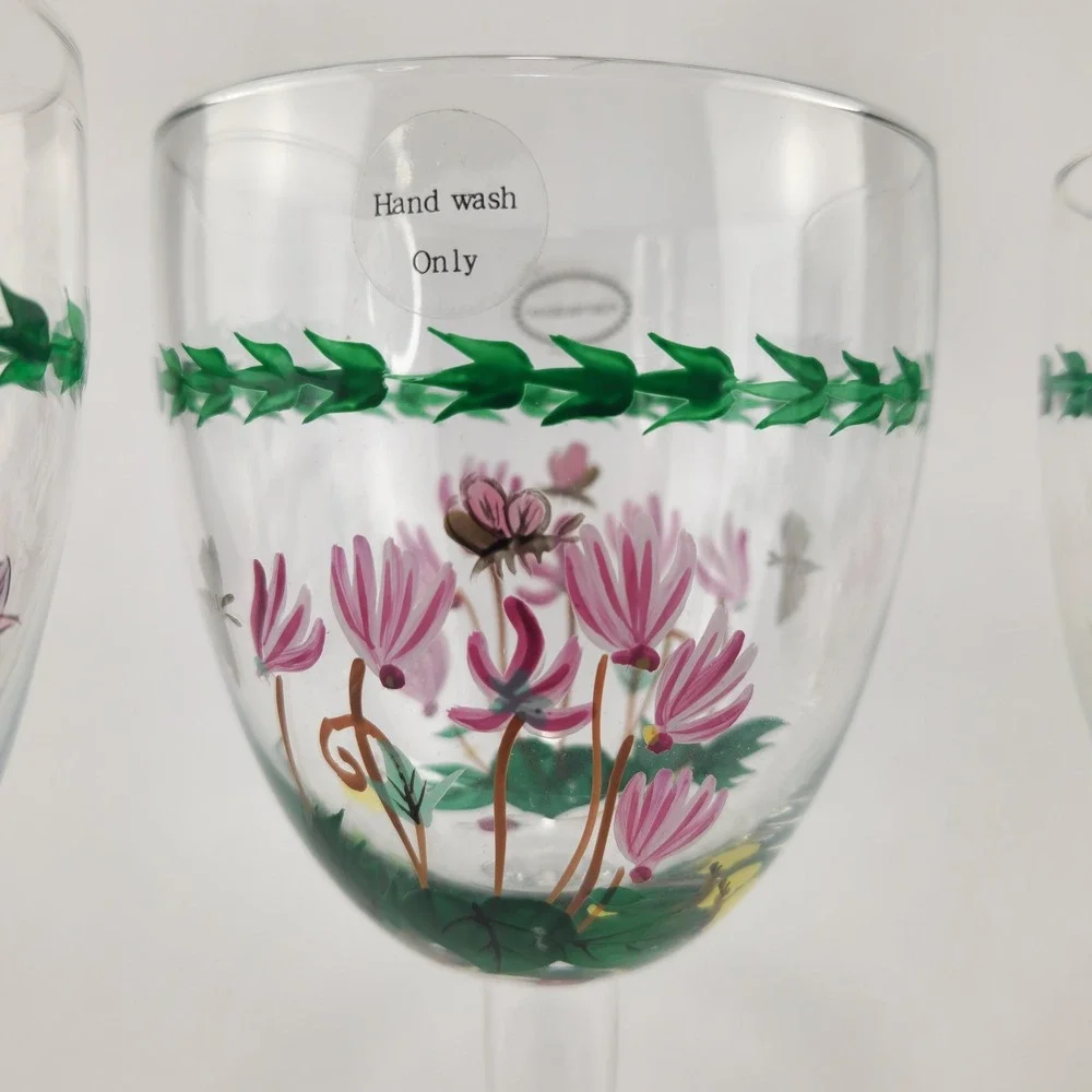 Portmeirion Botanic Garden Hand Painted 18 oz Goblets Set of 4 New in Box